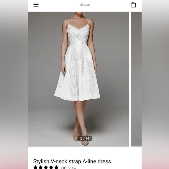 Dresses & Skirts - Luninss Stylish V-neck strap A-line dress in white